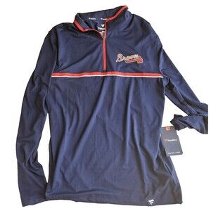 Atlanta Braves Fanatics Navy Blue 1/4 Zip Tough Minded Pullover Jacket SZ M